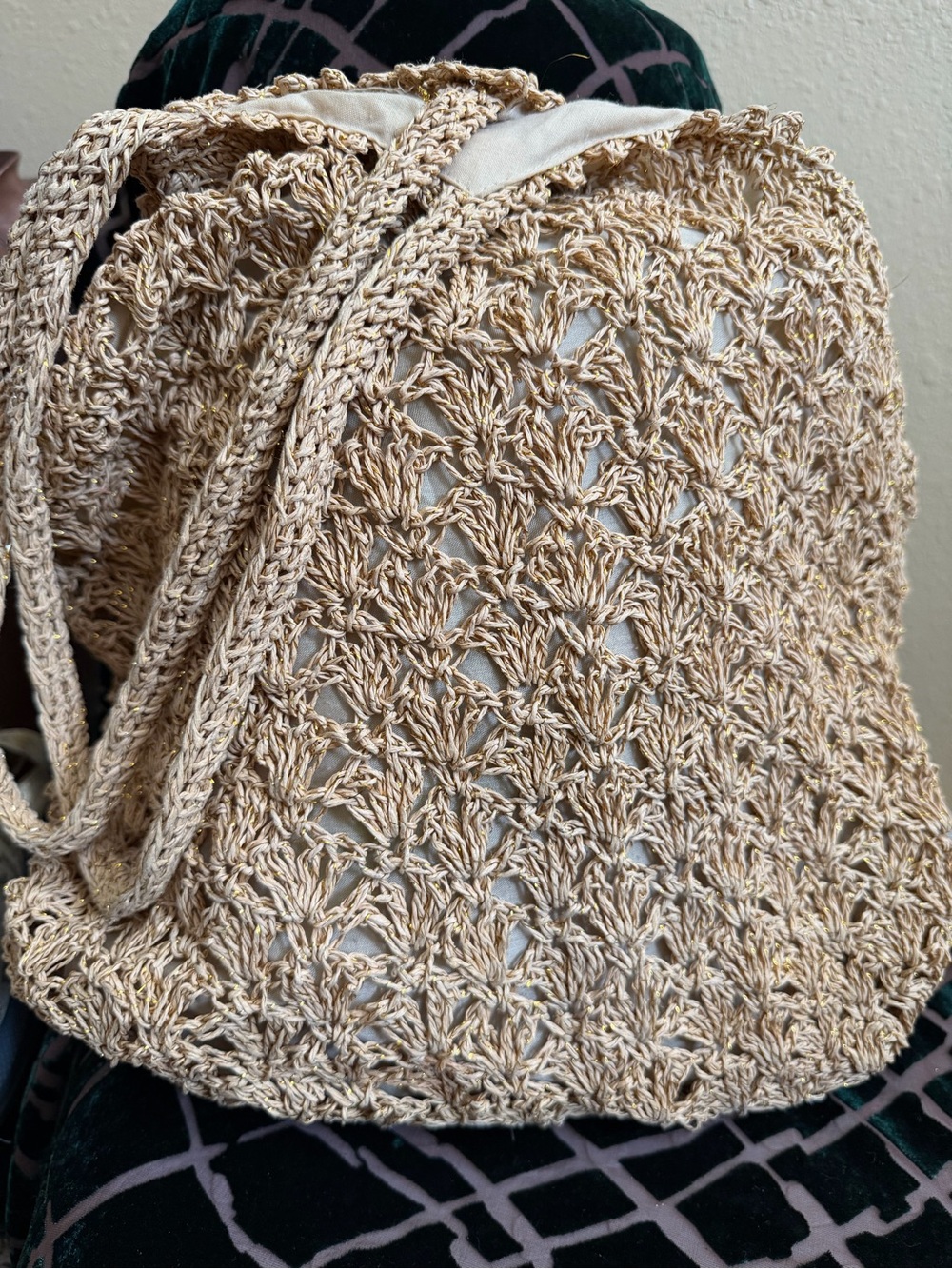 Handwoven Cream Crochet Tote Bag - Lightweight Summer Carryall